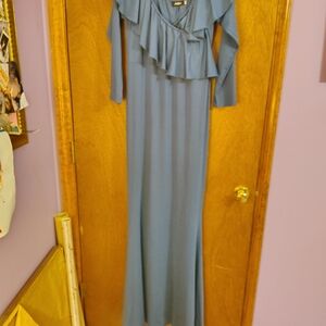 Chic Long Sleeve Maxi Dress in Blue